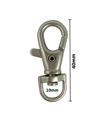 Metal carabiner - Matte silver 40 x 10 mm