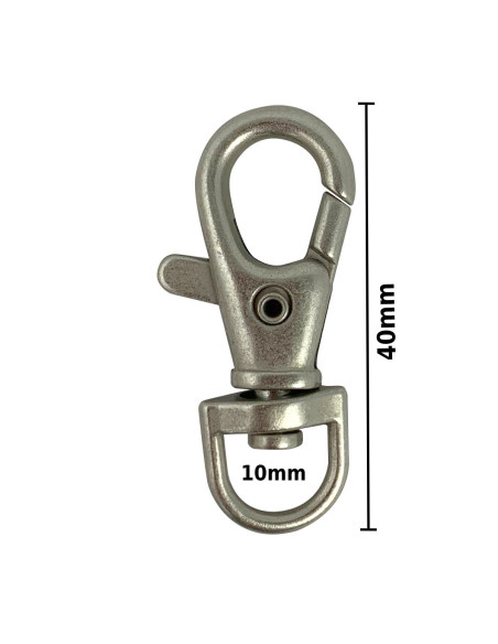 Metal carabiner - Matte silver 40 x 10 mm