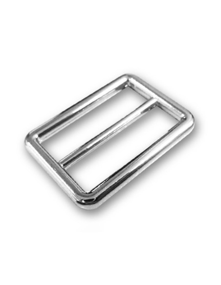 Double sliding loop buckle with stainless steel finish - Silver 30 mm