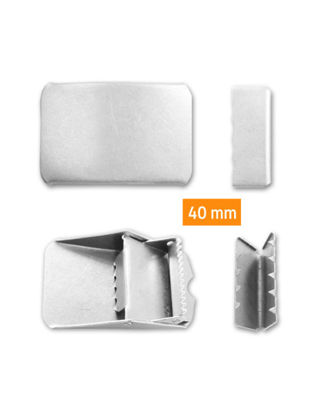 Claw buckle and flap belt - Silver 40 mm
