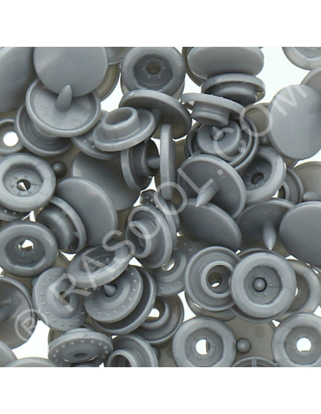 Pack of 25 KAM round resin snaps - Light gray