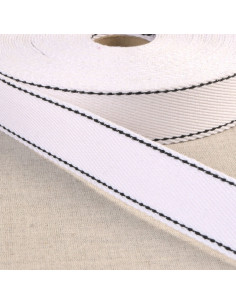 Cotton strap with saddle stitch - White