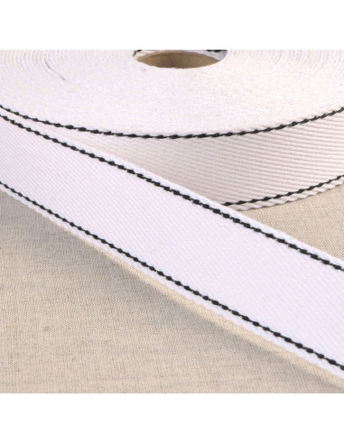 Cotton strap with saddle stitch - White
