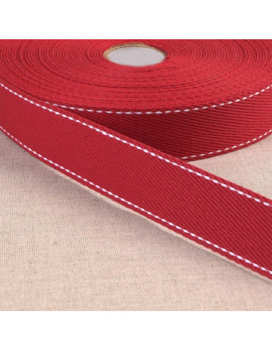 Cotton strap with saddle stitch - Red