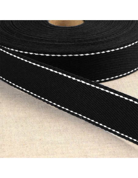 Cotton strap with saddle stitch - Black