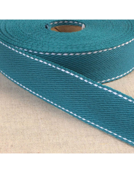 Cotton strap with saddle stitch - Teal