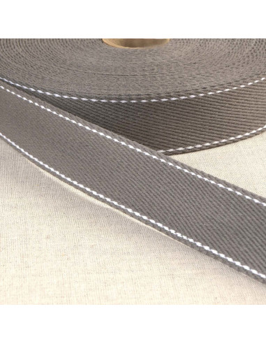 Dark gray cotton strap with saddle stitch