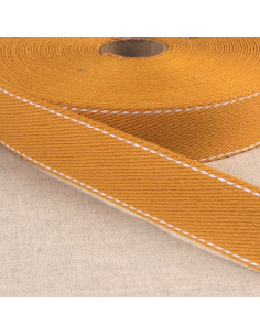 Cotton strap with saddle stitch - Mustard