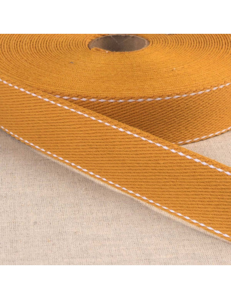 Cotton strap with saddle stitch - Mustard