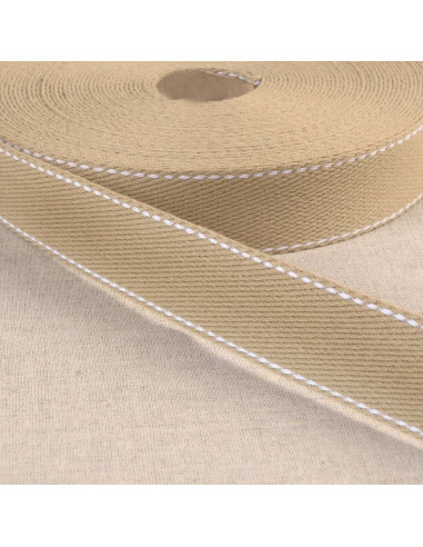 Cotton strap with saddle stitch - Taupe