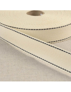 Cotton strap with saddle stitch - Ecru