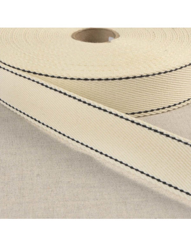 Cotton strap with saddle stitch - Ecru
