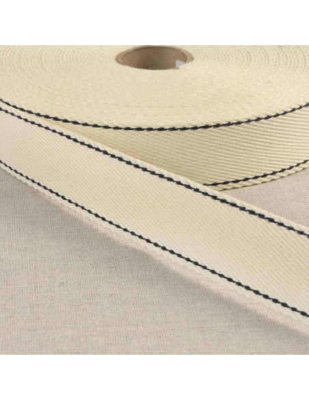 Cotton strap with saddle stitch - Ecru