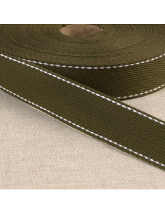 Cotton strap with saddle stitch - Khaki