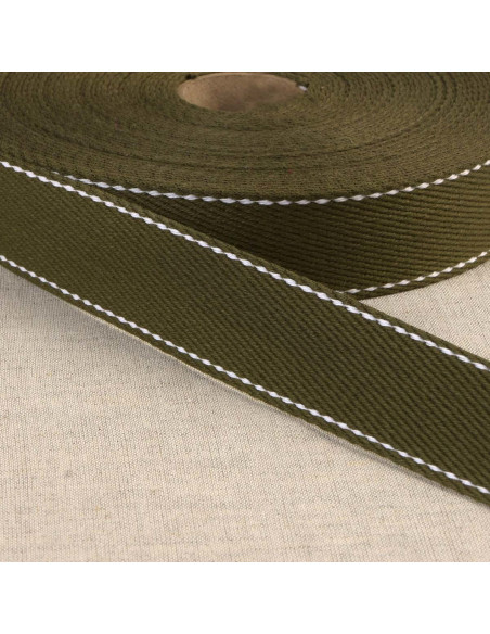 Cotton strap with saddle stitch - Khaki