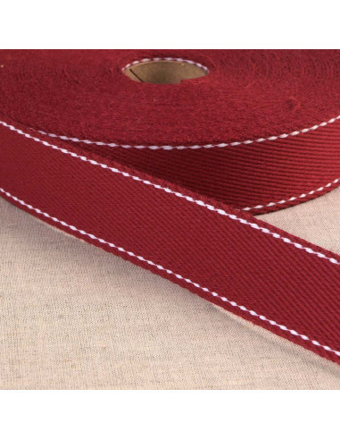 Cotton strap with saddle stitch - Bordeaux