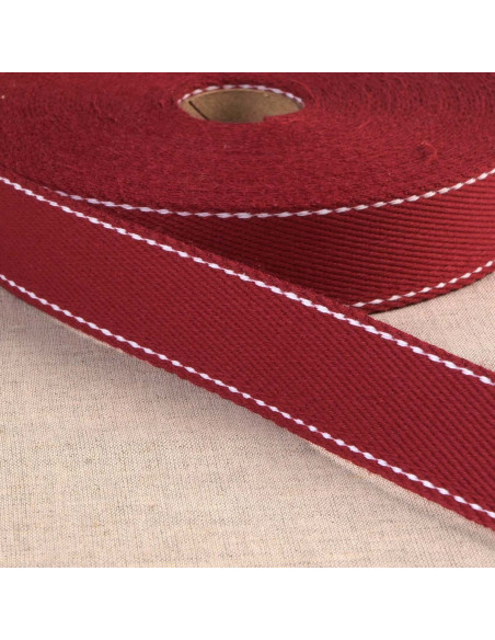 Cotton strap with saddle stitch - Bordeaux