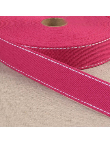 Cotton strap with saddle stitch - Fuchsia