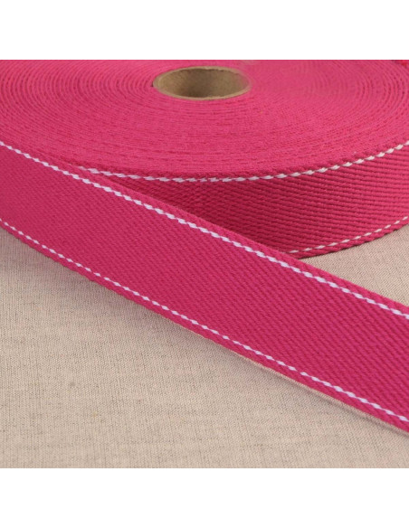 Cotton strap with saddle stitch - Fuchsia