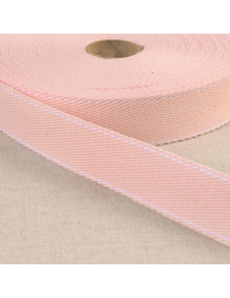 Light pink cotton strap with saddle stitch