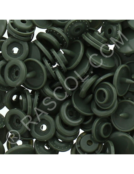 Pack of 25 KAM round resin snaps - Green gray