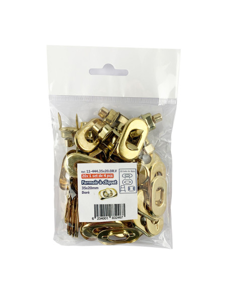 Set of 20 oval twist clasps 35 x 20 mm - Gold