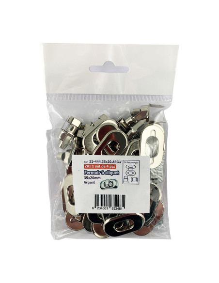 Set of 20 oval turn lock clasps 35 x 20 mm - Silver