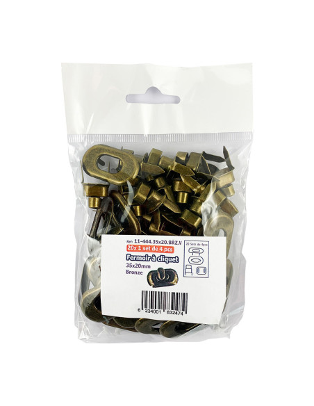 Set of 20 oval twist clasps 35 x 20 mm - Bronze