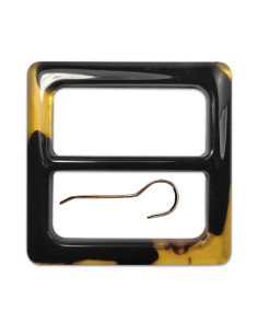 Vintage square belt buckle - Marbled black 5 cm