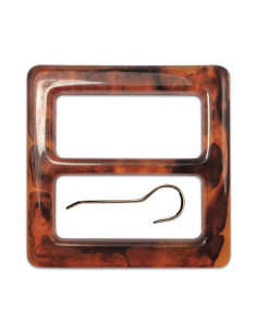 Vintage square belt buckle - Amber brown 5 cm