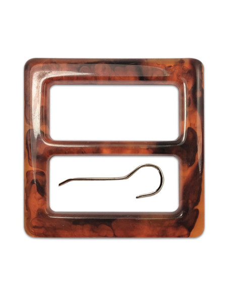 Vintage square belt buckle - Amber brown 5 cm
