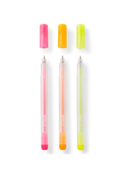 Cricut Joy pink, orange, and yellow glitter gel pens
