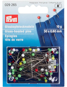 Box of 10 grams of extra-fine glass head pins assorted Prym