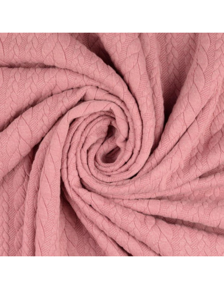 Cable knit sweatshirt fabric - Old pink