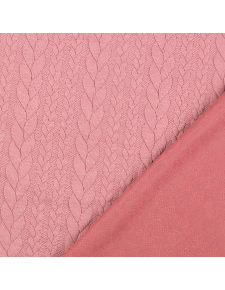 Cable knit sweatshirt fabric - Old pink