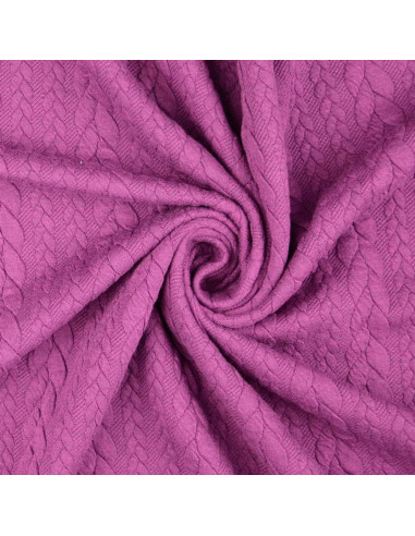 Cable knit sweatshirt fabric - Plum