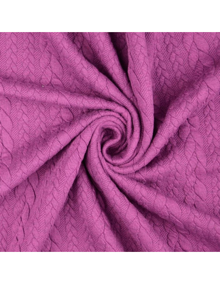 Cable knit sweatshirt fabric - Plum