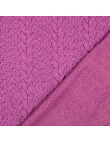 Cable knit sweatshirt fabric - Plum