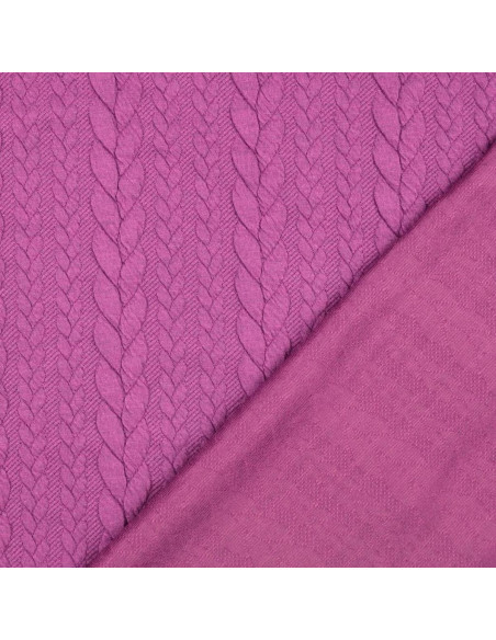 Cable knit sweatshirt fabric - Plum