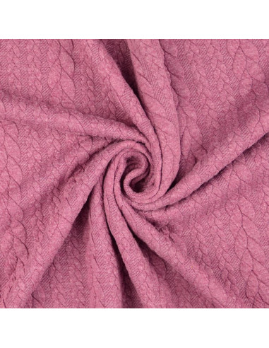 Cable knit sweatshirt fabric - Dark old rose