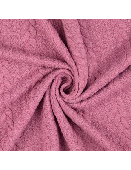 Cable knit sweatshirt fabric - Dark old rose