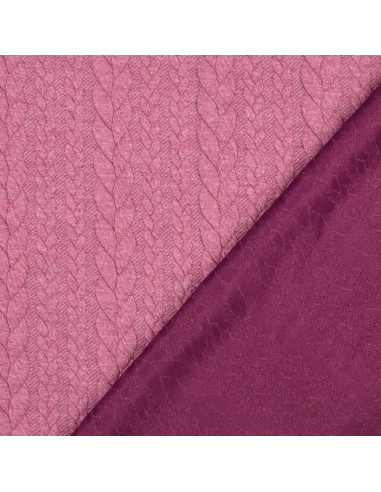 Cable knit sweatshirt fabric - Dark old rose