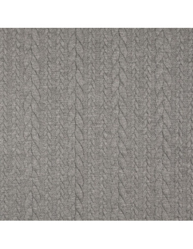 Dark gray cable knit sweatshirt fabric