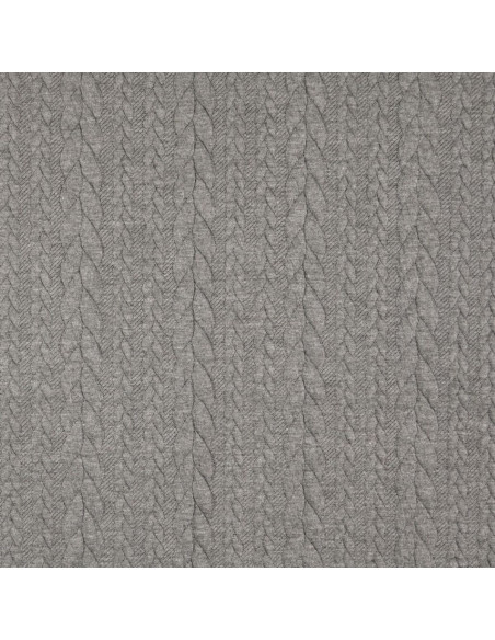Dark gray cable knit sweatshirt fabric