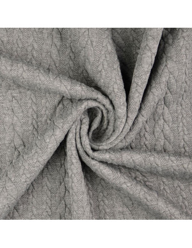 Dark gray cable knit sweatshirt fabric