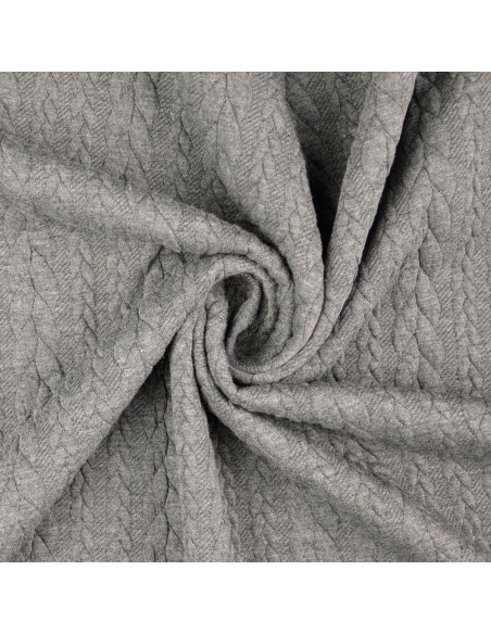 Dark gray cable knit sweatshirt fabric