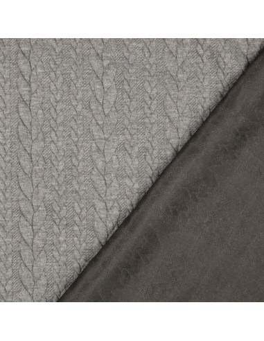 Dark gray cable knit sweatshirt fabric