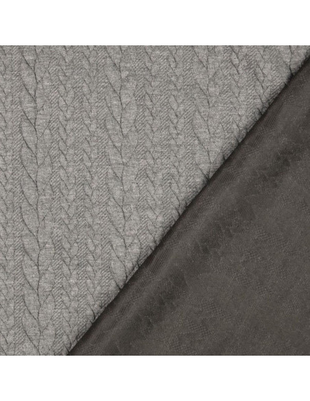 Dark gray cable knit sweatshirt fabric