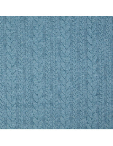 Cable knit sweatshirt fabric - Petrol blue