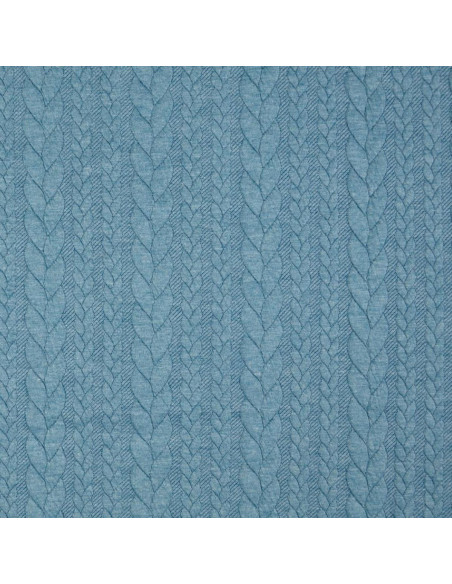 Cable knit sweatshirt fabric - Petrol blue